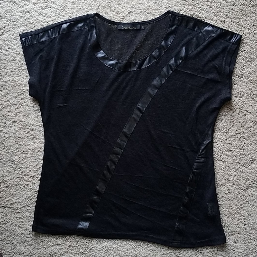 Solitaire black top with satin trim and detail